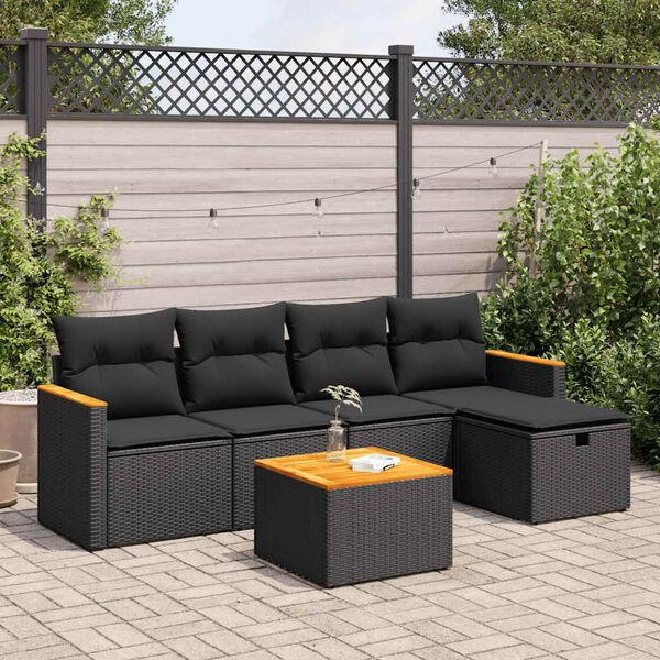 vidaXL Garden Sofa Set Black PE rattan Large Modular Garden Sofa Set