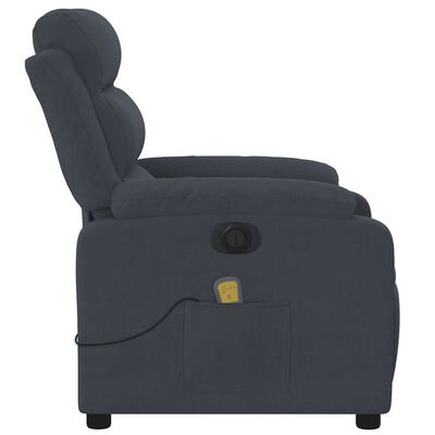 Side profile of gray recliner with padded armrests
