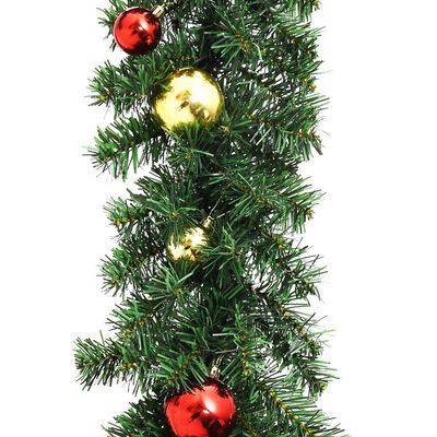 vidaXL Christmas Garland Decorated with Baubles and LED Lights 16 ft