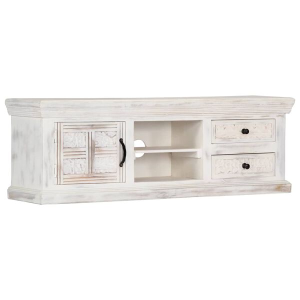 vidaXL TV Stand White Solid mango wood, engineered wood Medium TV Stand