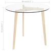 vidaXL Dining Table Clear and natural oak Tempered glass and solid oak wood