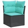 vidaXL Patio Sofa Set Black Poly Rattan, Powder-Coated Steel, Polyester