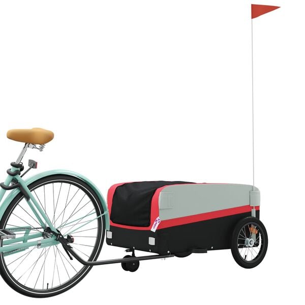 vidaXL Bike Trailer Black and Red 99.2 lb Iron