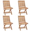 vidaXL Folding Patio Chairs with Cushions 4 pcs Solid Teak Wood