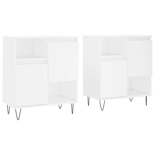 vidaXL Sideboard Set of 2 White Engineered wood, Metal Medium