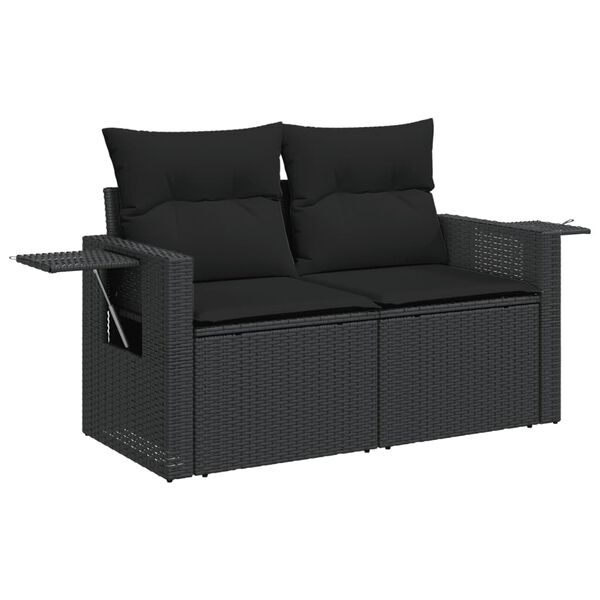 vidaXL Garden Sofa Set Black PE Rattan Large Modular