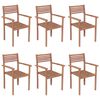 vidaXL Patio Chair Set of 6 Beige Fine sanded teak hardwood Medium