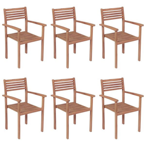 vidaXL Patio Chair Set of 6 Beige Fine sanded teak hardwood Medium