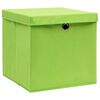 vidaXL Storage Box Set of 4 Green Non-woven fabric Medium Foldable