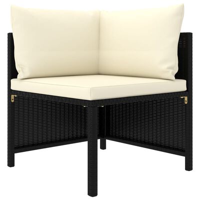 vidaXL 5 Piece Patio Sofa Set with Cushions Black Poly Rattan