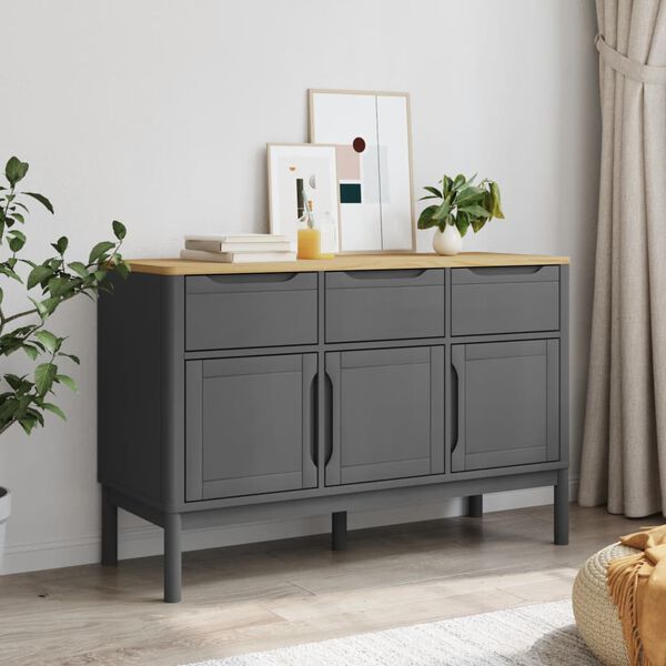 vidaXL Sideboard Grey Solid pine wood, engineered wood Medium Sideboard