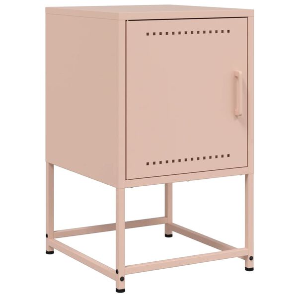 vidaXL Bedside Cabinet Pink Steel Compact Bedside Cabinet Rectangular