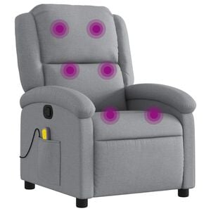 vidaXL Massage Recliner Chair Light Grey Polyester, Metal, Plywood