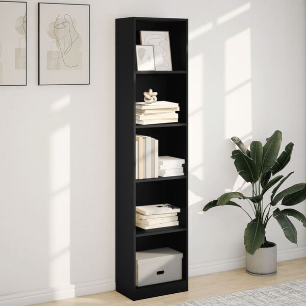 vidaXL Bookcase Black Engineered Wood Tall Bookcase Rectangular