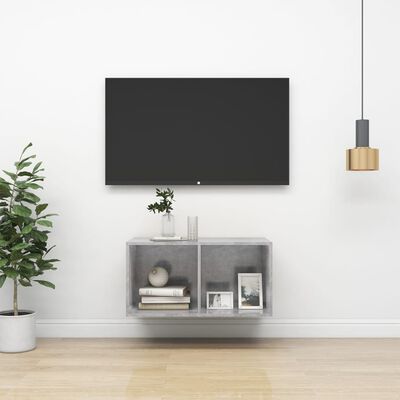 vidaXL Wall-mounted TV Cabinet Concrete Gray 14.6"x14.6"x28.3" Chipboard
