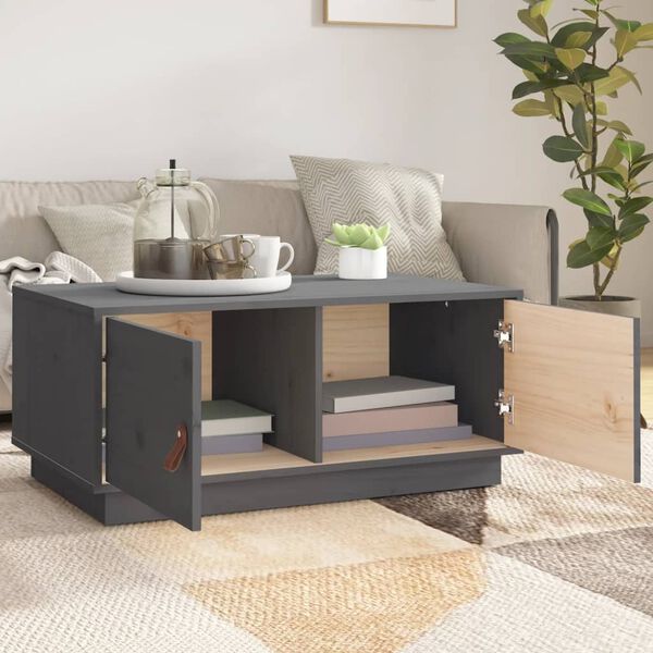 vidaXL Coffee Table Grey Solid Pine Wood Medium Rectangular Modern