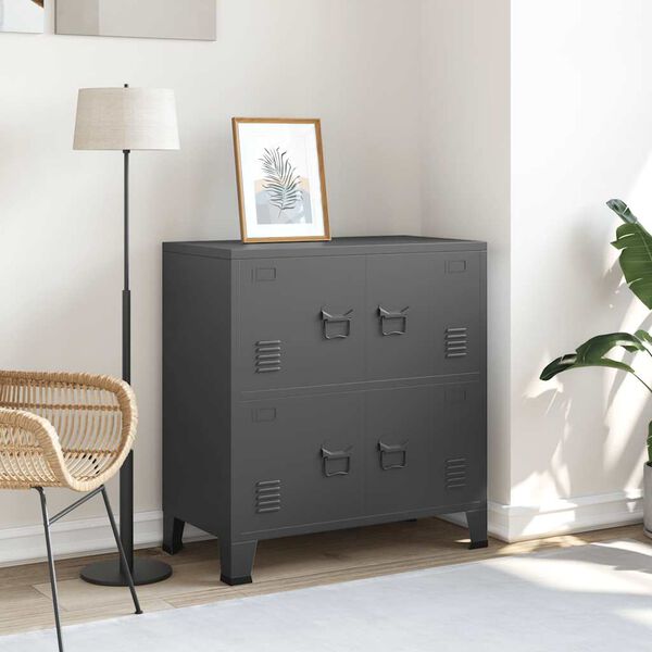 vidaXL Storage Chest Anthracite Steel, plastic Medium Storage