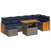 vidaXL 8 Piece Patio Sofa Set with Cushions Brown Poly Rattan Acacia