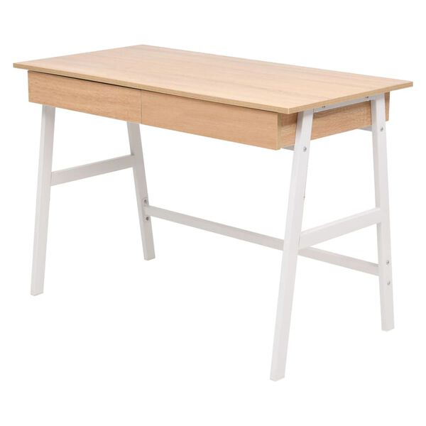vidaXL Writing Table Oak and White