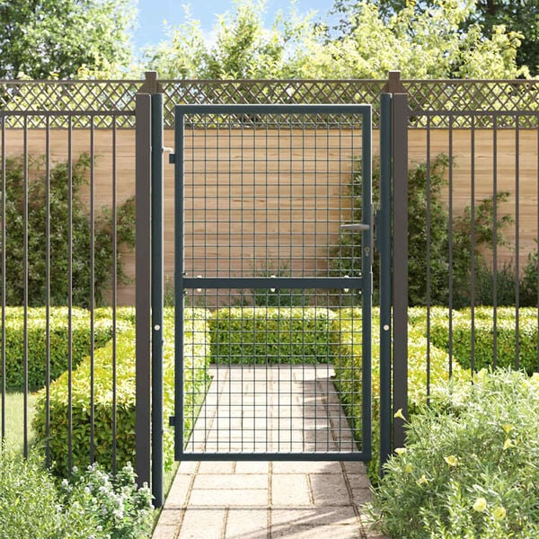 vidaXL Mesh Garden Gate Galvanised Steel 39.4x59.1" Grey
