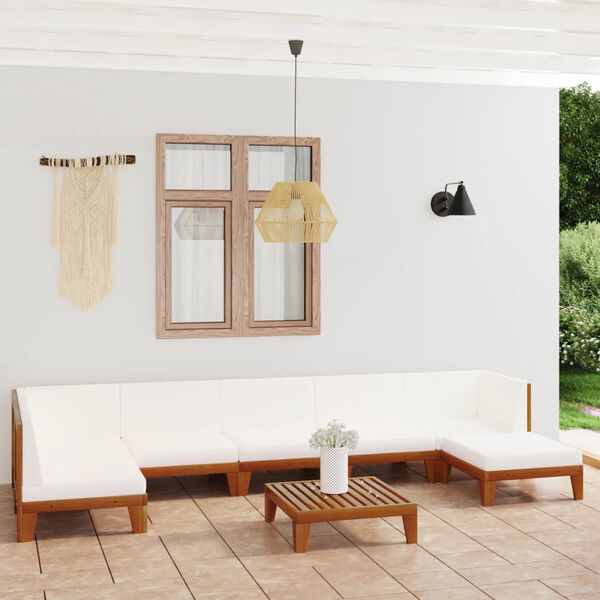 vidaXL Garden Lounge Set Cream white Solid acacia wood 8 Piece Set