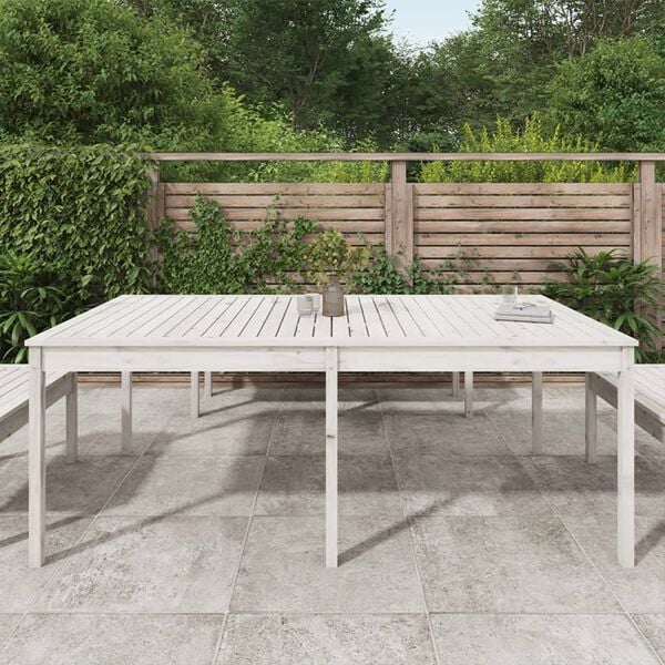 vidaXL Garden Table White Solid pine wood Large Durable