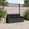 vidaXL Garden Sofa Set Black PE Rattan 3 Piece Adjustable Armrests