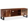 vidaXL TV Cabinet Natural Wood Solid Acacia Wood, Steel Standard