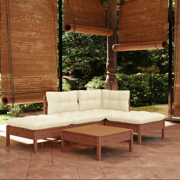 vidaXL Garden Lounge Set Honey brown and cream