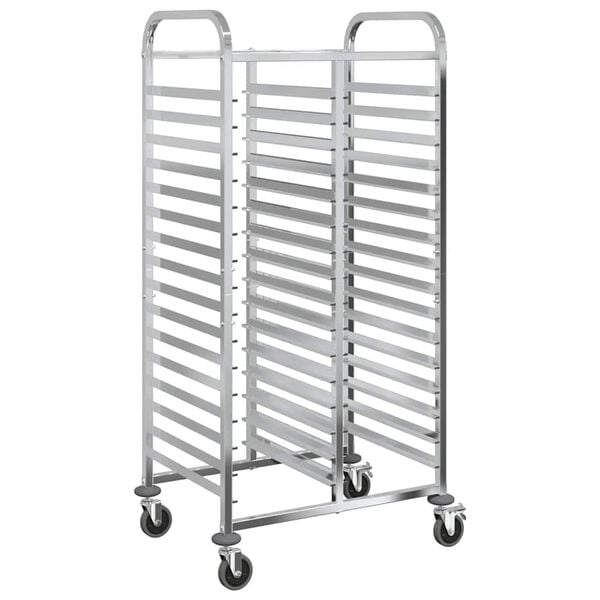 vidaXL Tray Trolley with 32 GN Containers 29.5x21.7x64.0" Stainless Steel