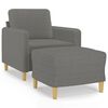 vidaXL Sofa Chair With Footstool Dark grey Polyester, metal, plywood