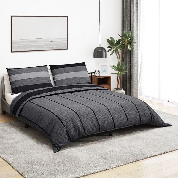 vidaXL Duvet Cover Set Set of 2 Dark Gray 100% Cotton 79 x 79 in