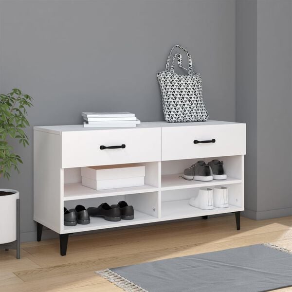 vidaXL Shoe Cabinet White Engineered Wood Medium Shoe Storage Cabinet