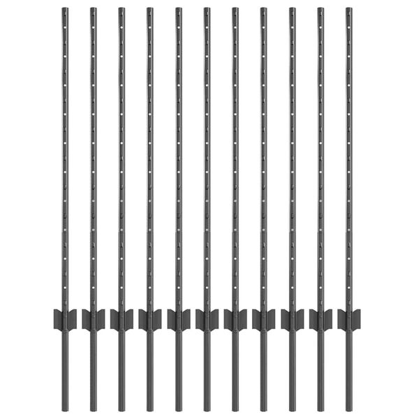 vidaXL Fence Post 11 pcs Grey 39.37 in Steel