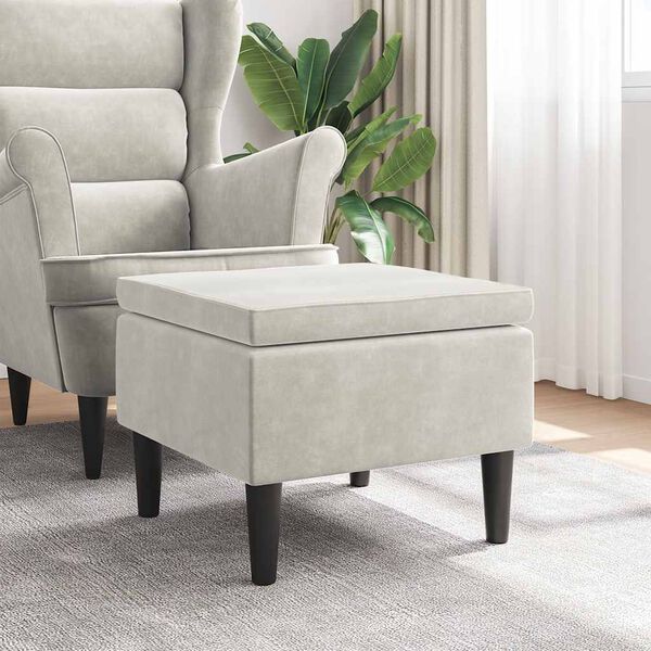 vidaXL Stool Cream Velvet (100% polyester), rubber wood Compact Footrest