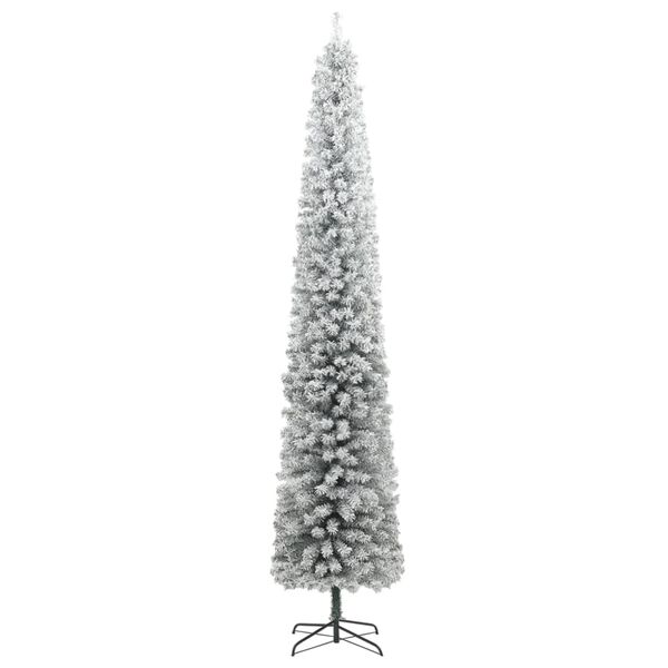 vidaXL Slim Christmas Tree Green and White PVC, Metal Slim Ornaments