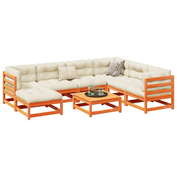 vidaXL Garden Sofa Set Wax Brown Solid Pine Wood Large Modular