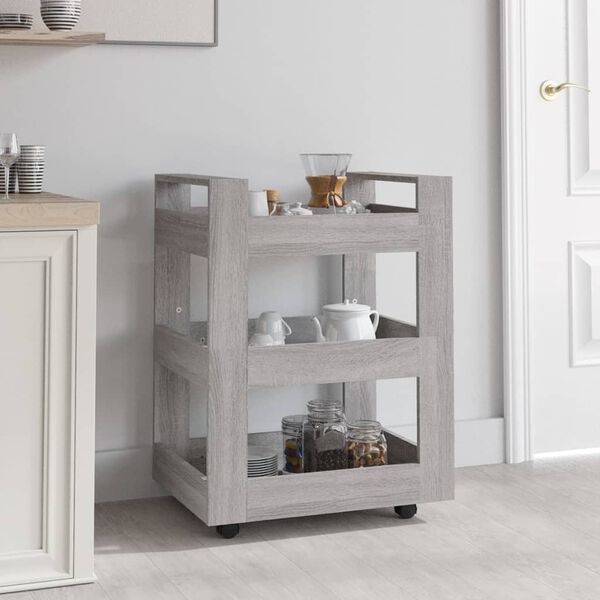 vidaXL Kitchen Trolley Grey Sonoma 23.6x17.7x31.5" Engineered Wood
