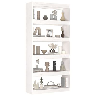 vidaXL Book Cabinet/Room Divider White 31.5"x11.8"x65.9" Solid Wood Pine