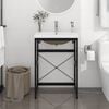 vidaXL Washbasin Frame With Basin Black and White Powder-coated iron