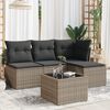 vidaXL Garden Sofa Set Grey PE rattan 5 Piece Modular Garden Sofa Set