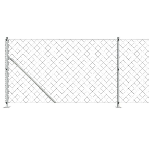 vidaXL Chain Link Fence with Flange Silver 2.6'x32.8'