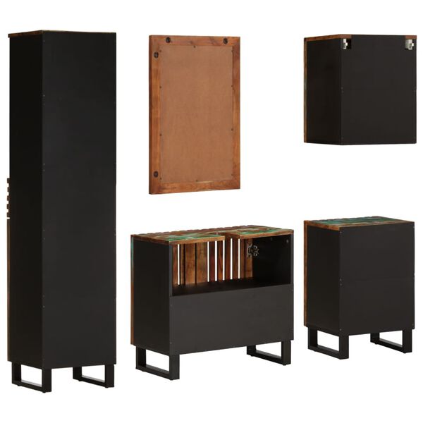 vidaXL Bathroom Furniture Set Natural wood tones Solid acacia wood Tall