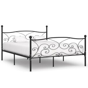 vidaXL Bed Frame Black Metal, Plywood Super King Tough Bed Frame