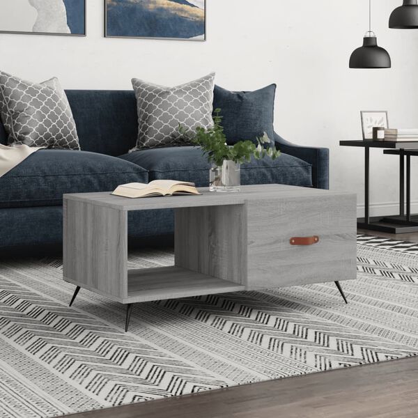 vidaXL Coffee Table Gray Sonoma Engineered wood, Iron Medium