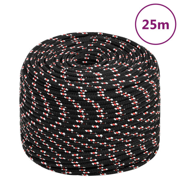 vidaXL Boat Rope Black 0.24 " 82.0 ' Polypropylene