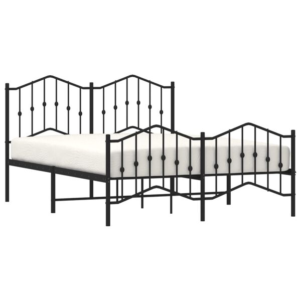 vidaXL Bed Frame Black Powder-Coated Steel Double Bed Frame