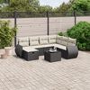 vidaXL Garden Sofa Set Black Poly Rattan, Tempered Glass Large Modular