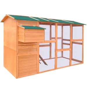 vidaXL Chicken Coop Brown with green roof