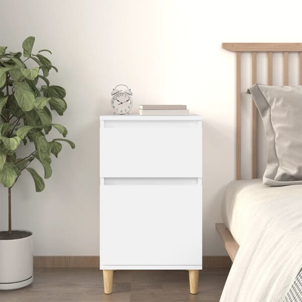 vidaXL Bedside Cabinet White Engineered wood Standard Bedside Cabinet